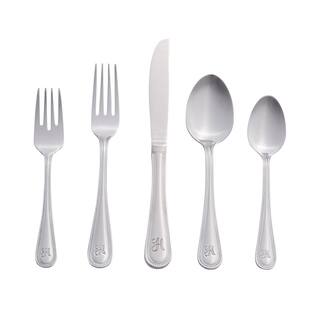 RiverRidge Home Beaded Monogrammed Letter H 46-Piece Silver Stainless Steel Flatware Set (Service for 8) 10‐152