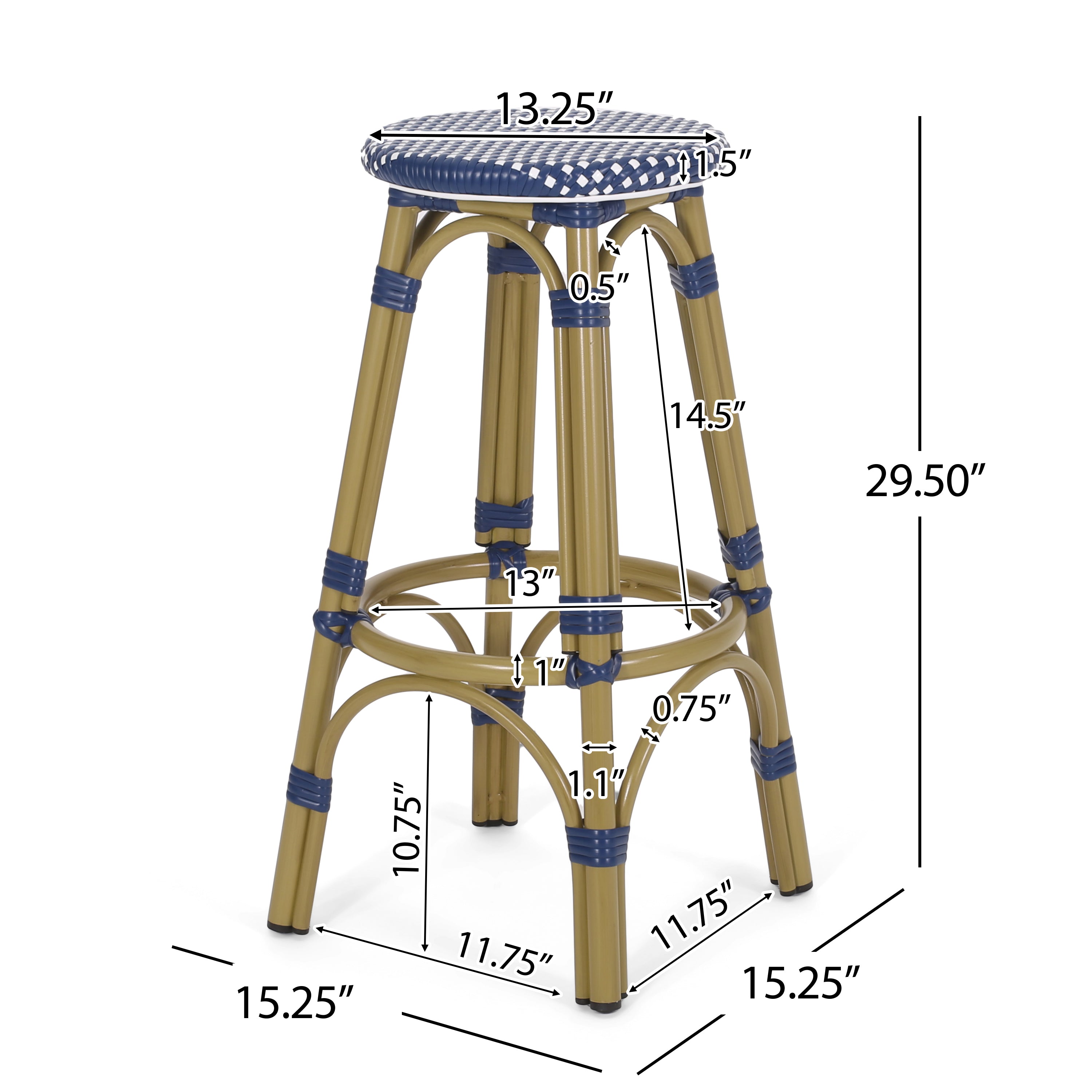 Dohney Outdoor French Aluminum 29.5 Inch Barstools, Set of 4