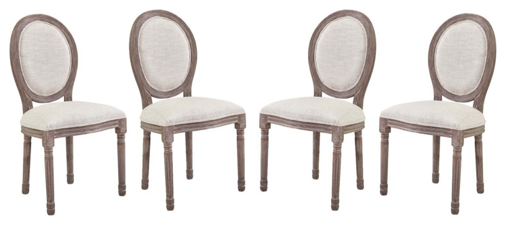 Emanate Dining Side Chair Upholstered Fabric Set Of 4Beige   Dining Chairs   by Dot  ampBo  Houzz