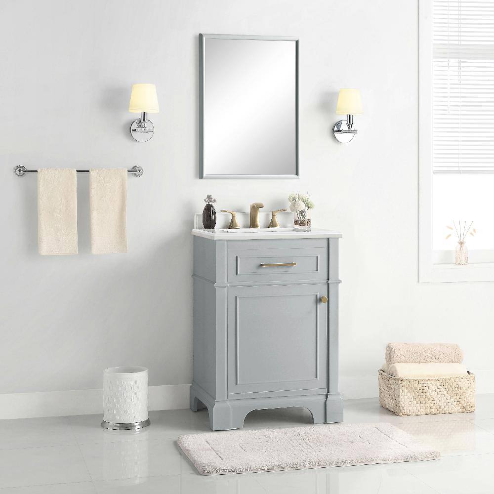 Home Decorators Collection Melpark 24 in. W x 20 in. D x 34.5 in. H Bath Vanity in Dove Gray with White Cultured Marble Top Melpark 24G