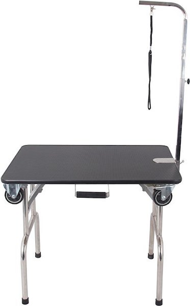 Shernbao FT-812W Folding Dog Grooming Table w/ Wheels， Black