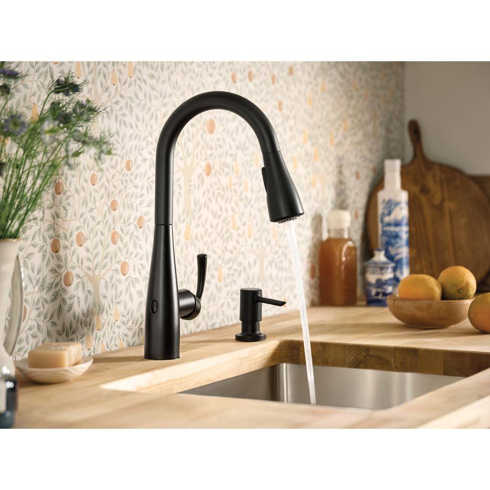 MOEN Essie Touchless Single-Handle Pull-Down Sprayer Kitchen Faucet with MotionSense Wave and Power Clean in Matte Black 87014EWBL