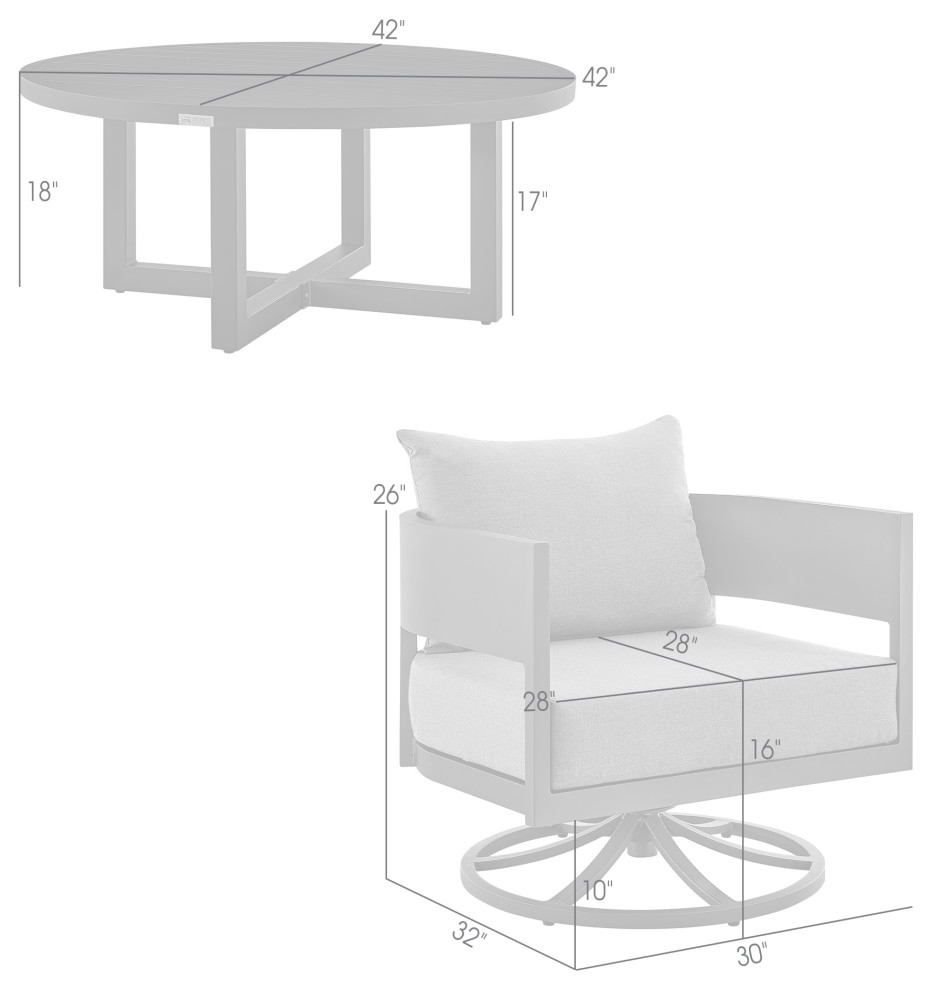 Argiope 3 Piece Patio Swivel Seating Set  Gray Aluminum With Gray Cushions   Transitional   Outdoor Lounge Sets   by Armen Living  Houzz