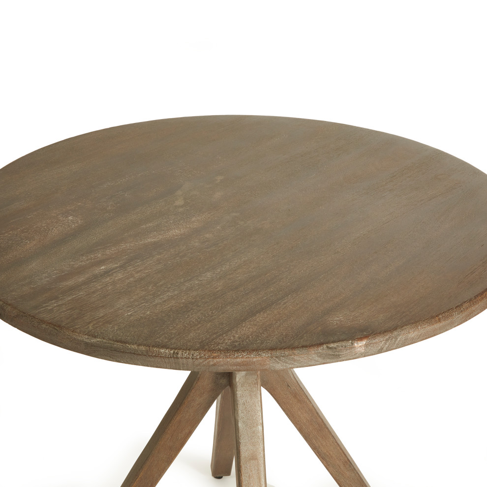 Luxe Gray Wood Mid Century Modern Round Table Accent Cafe Entry Bistro 36 in   Midcentury   Side Tables And End Tables   by My Swanky Home  Houzz