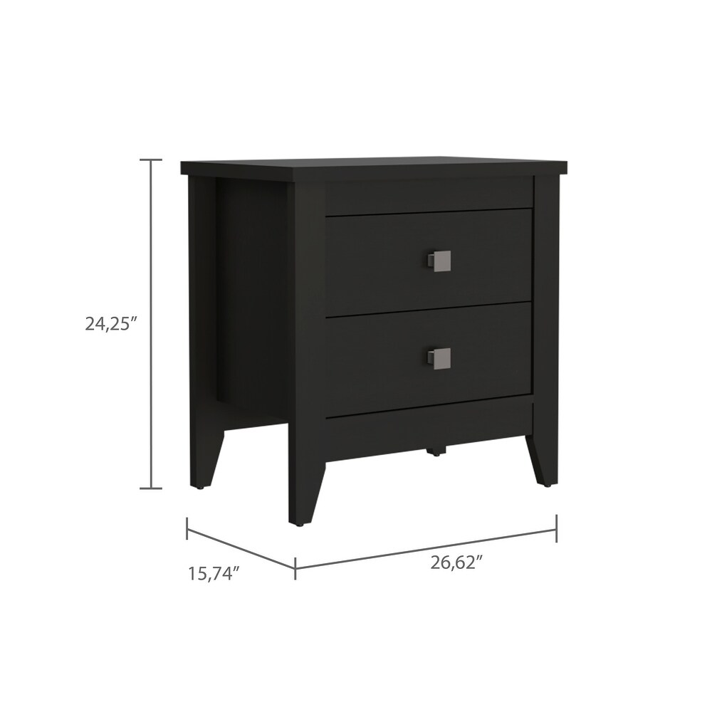 FM Furniture Breeze Four Legged Modern Bedroom Nightstand  with Two Drawers