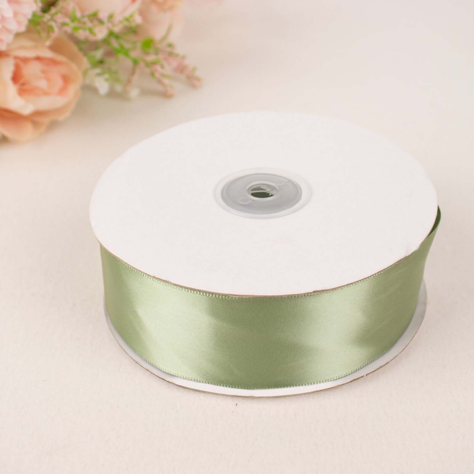 Sage Green Single Face Decorative Satin Ribbon 50 Yards 1.5