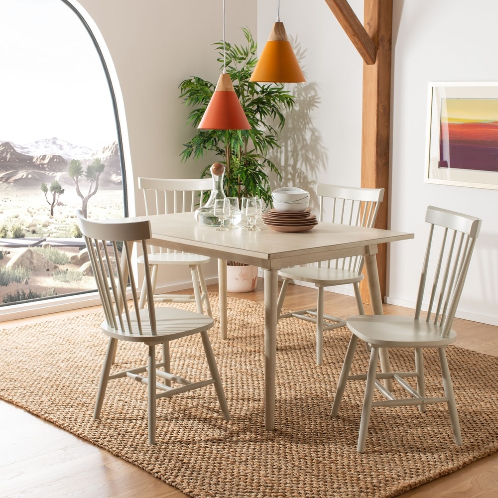 SAFAVIEH Dining Country Lifestyle Spindle Back Off White Dining Chairs (Set of 2)   20.5\