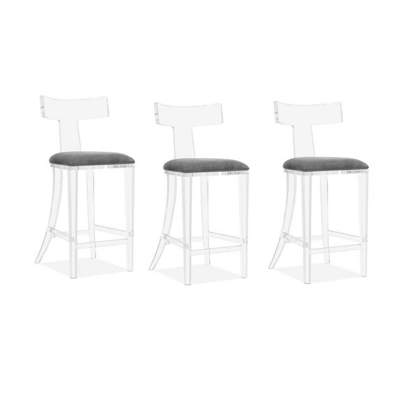 Cosmos Clear Stool with Grey Seat (Set of 3) - 17