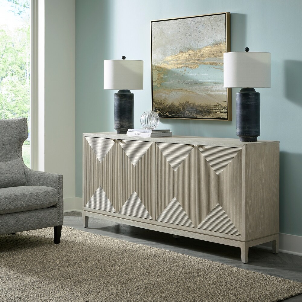 Kinsley Washed Taupe 4 Door Accent Cabinet