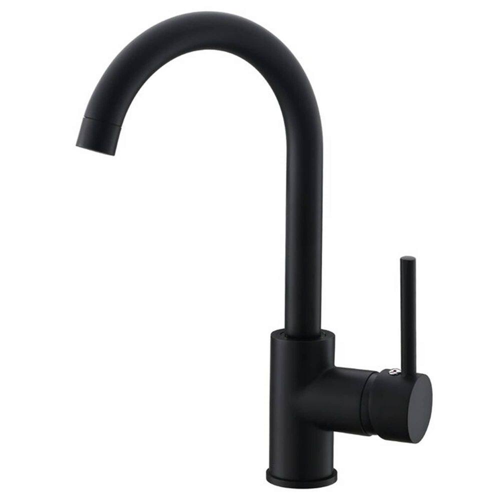 FLG Single Handle Kitchen Sink Faucet Single Hole Modern Brass Kitchen Faucets High Arc Bar Basin Taps Matte Black CC-0035-MB