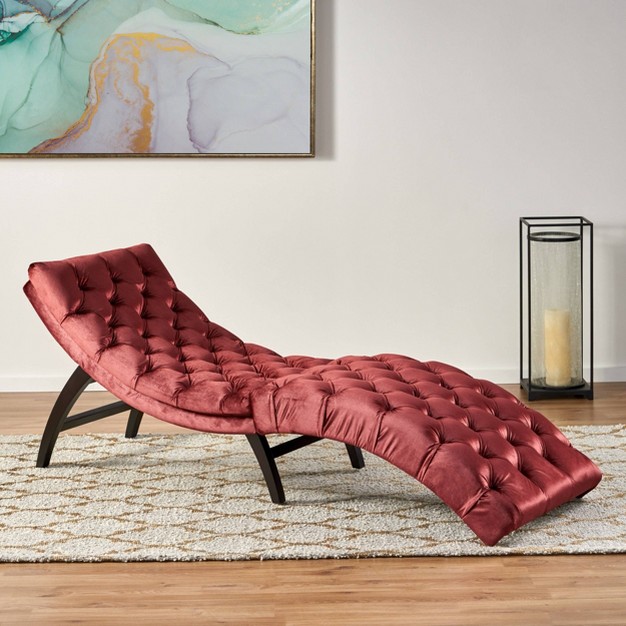 Garret Tufted Velvet Chaise Lounge Garnet Christopher Knight Home