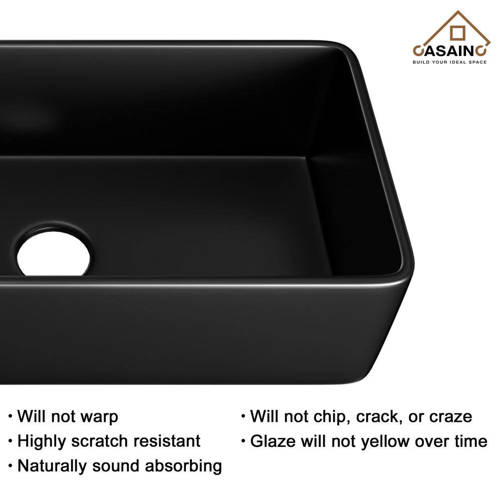 CASAINC Black Fireclay 36 in. Single Bowl Farmhouse Apron Kitchen Sink with Sprayer Kitchen Faucet and Accessories CA-B36-D0465MB