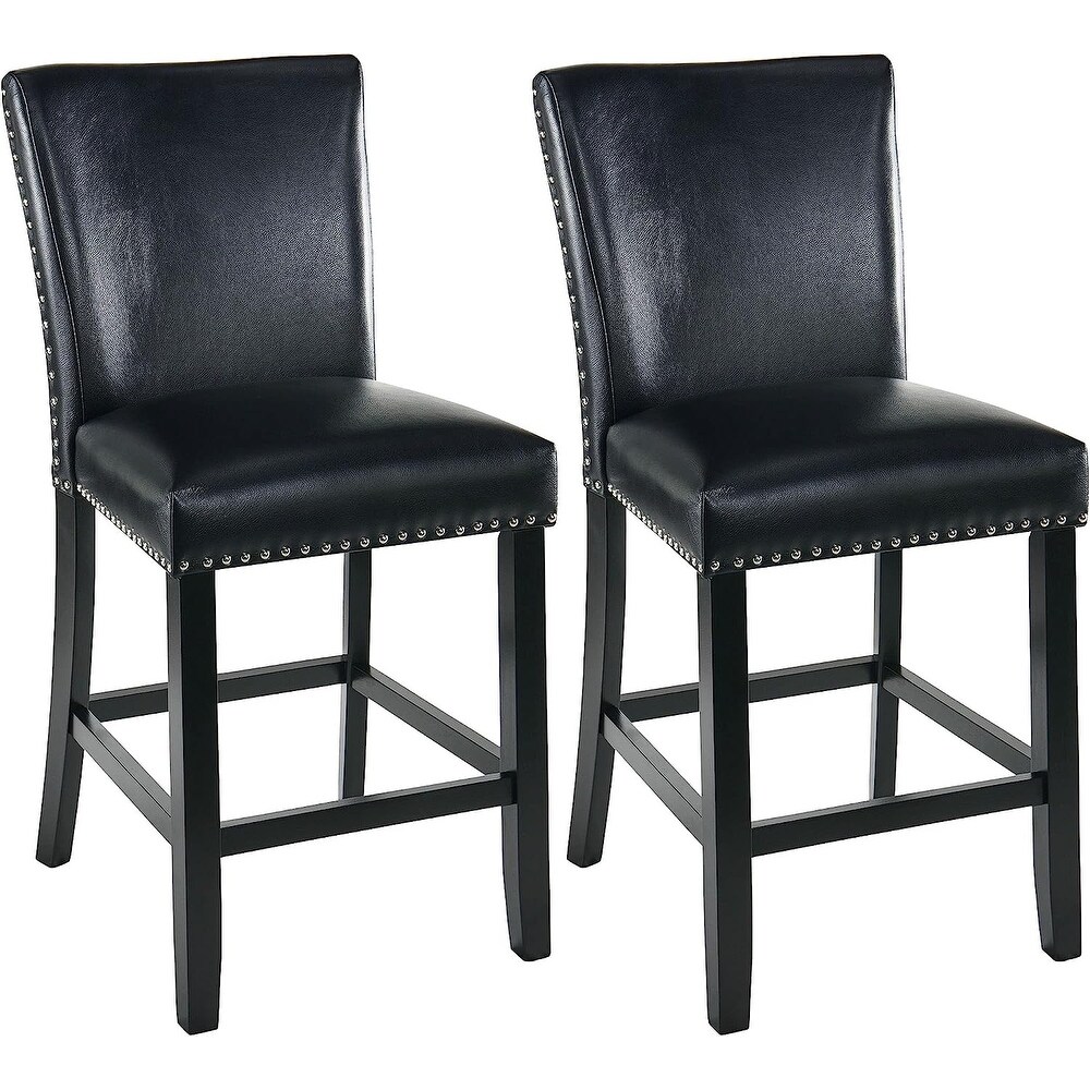 Faux Leather Bar Stools Upholstered Chairs with Set of 2