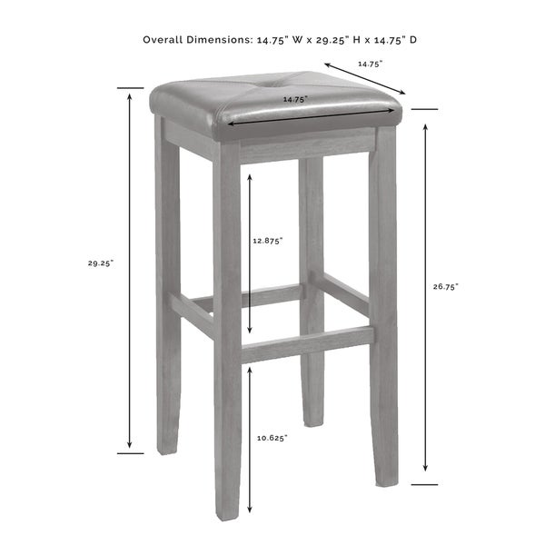 Upholstered Black-finish Square-seat Bar Stool (Set of 2) - 14.75 