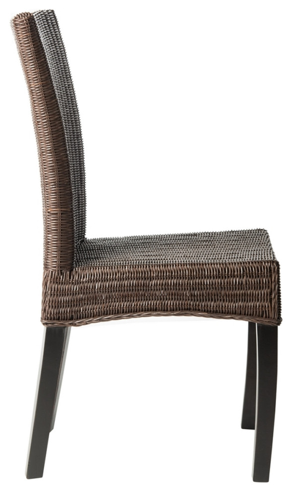 Barrano 18 quoth Wicker Side Chair (set Of 2) Dark Brown   Tropical   Dining Chairs   by Peachtree Fine Furniture  Houzz