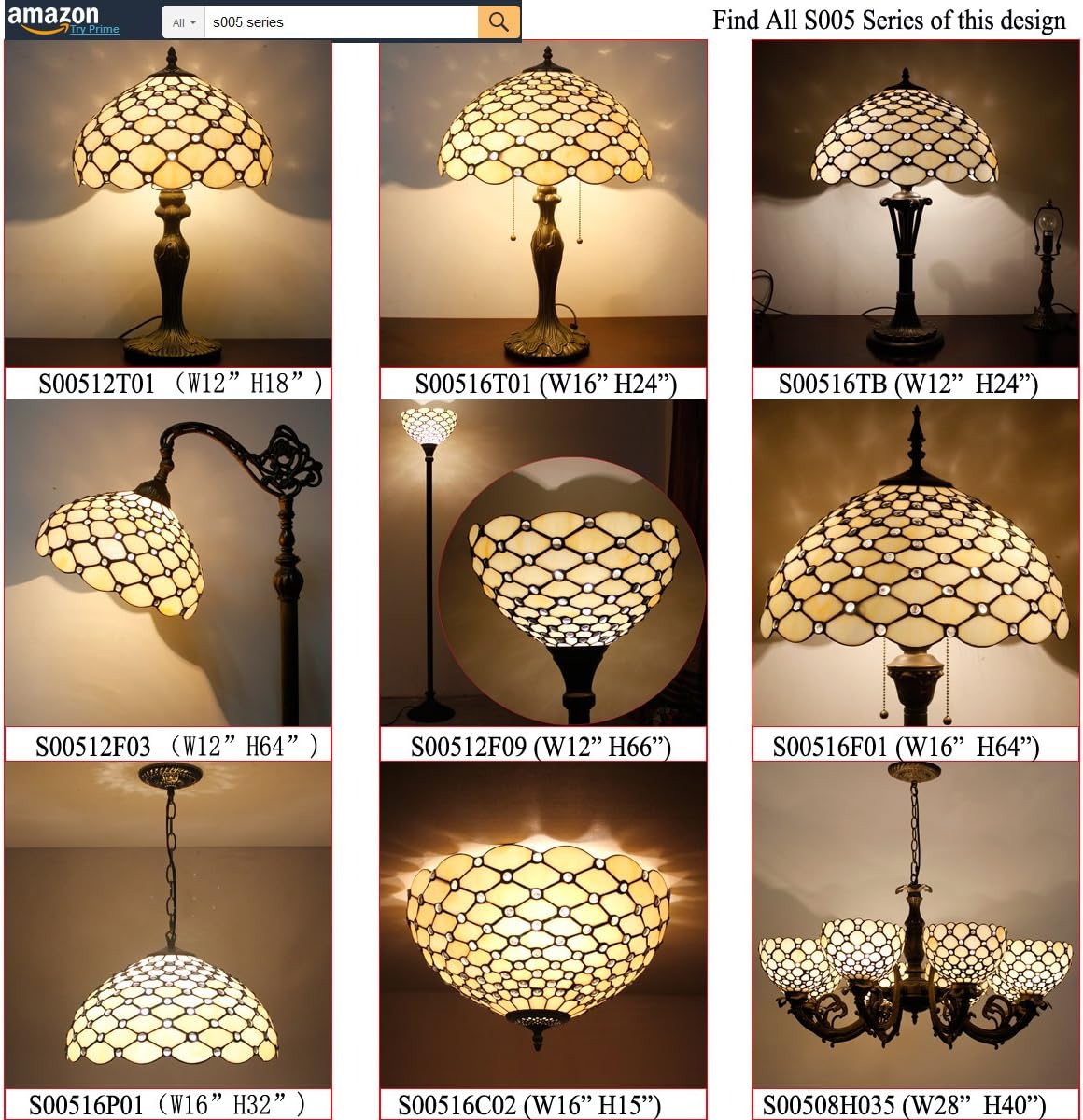 GEDUBIUBOO Tiffany Lamp Stained Glass Table Lamp Cream Pearl Bead Style Desk Reading Light 12X12X22 Inches Decor Bedroom Living Room  Office S005 Series