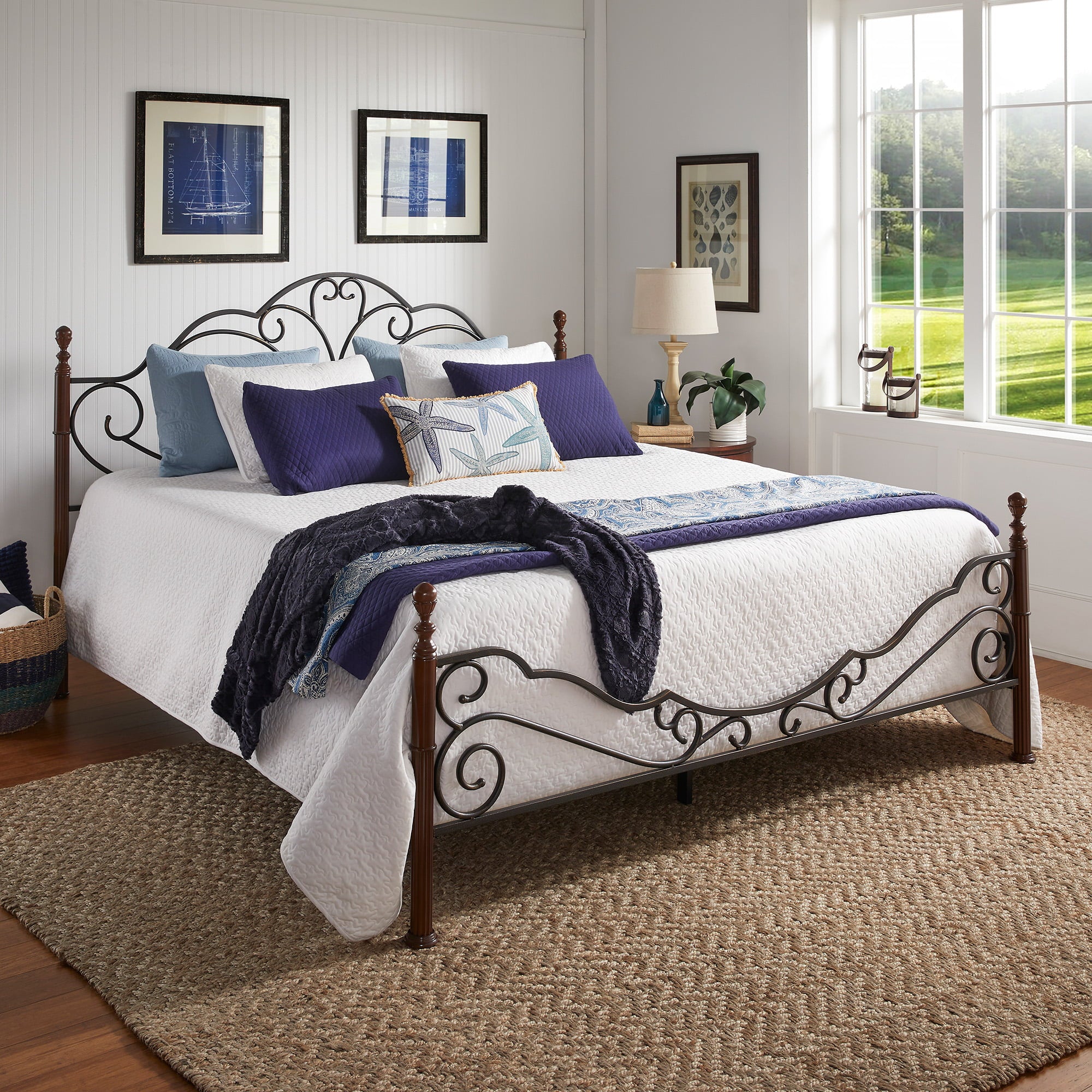 Weston Home Adison Graceful Scroll Bronze Iron Bed, King