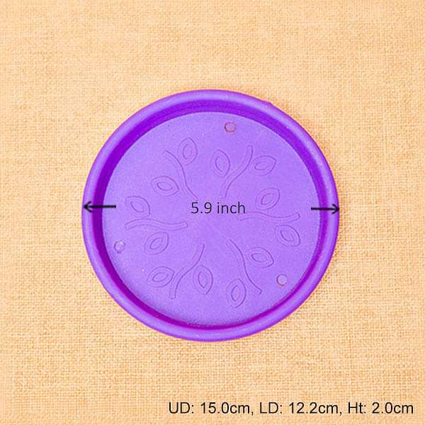 5.9 inch (15 cm) Round Plastic Plate for 6 inch (15 cm) Grower Pots (Violet) (set of 6)