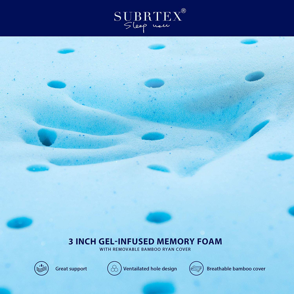 Subrtex 3 quotMemory Foam Mattress Topper  10 Year Warranty   Contemporary   Mattresses   by Subrtex Houseware INC  Houzz