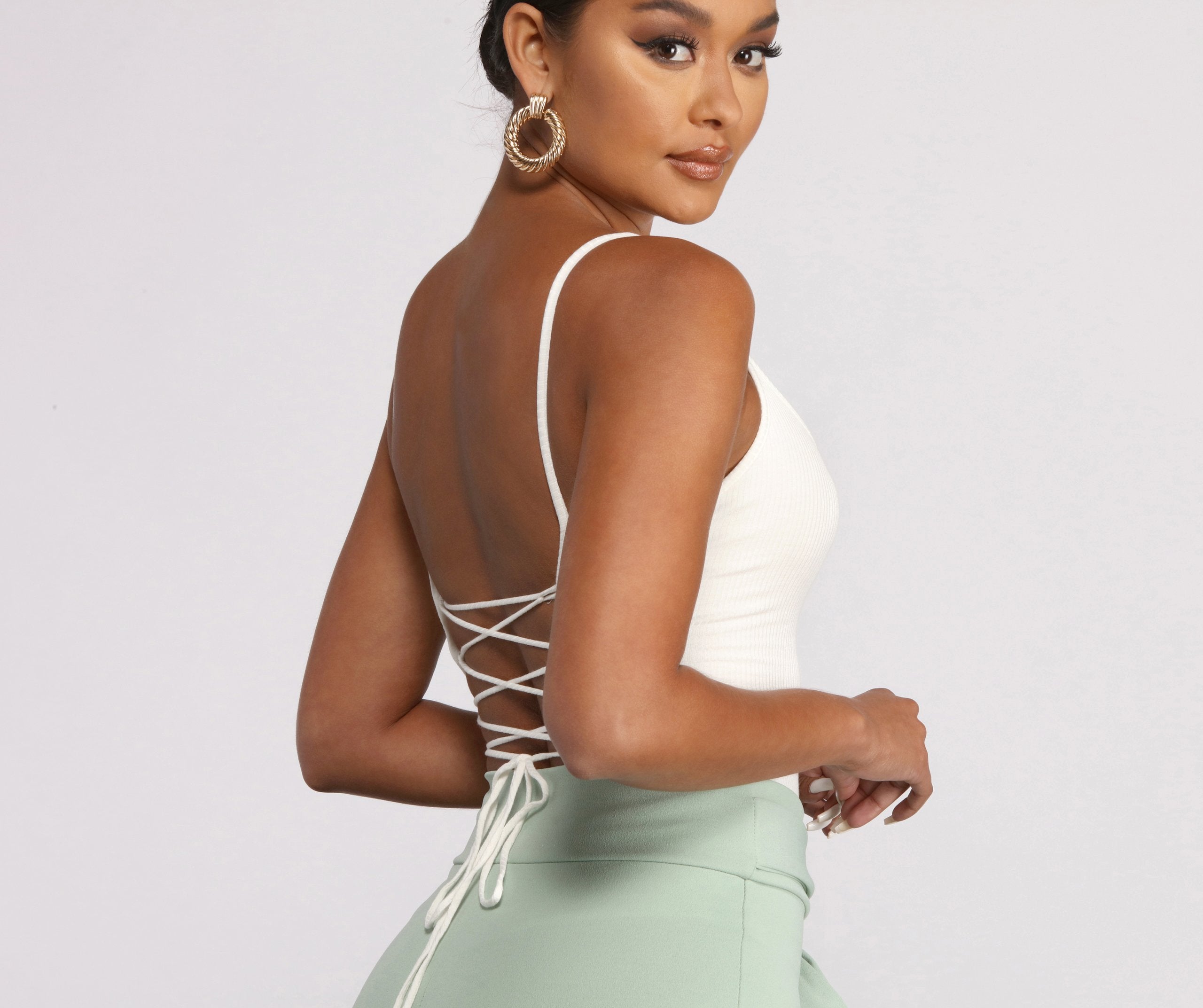 Basic Sleeveless Strappy Back Ribbed Knit Bodysuit