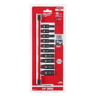 MW SHOCKWAVE 14 in. Drive SAE Deep Well 6 Point Impact Socket Set (10-Piece) 49-66-7001