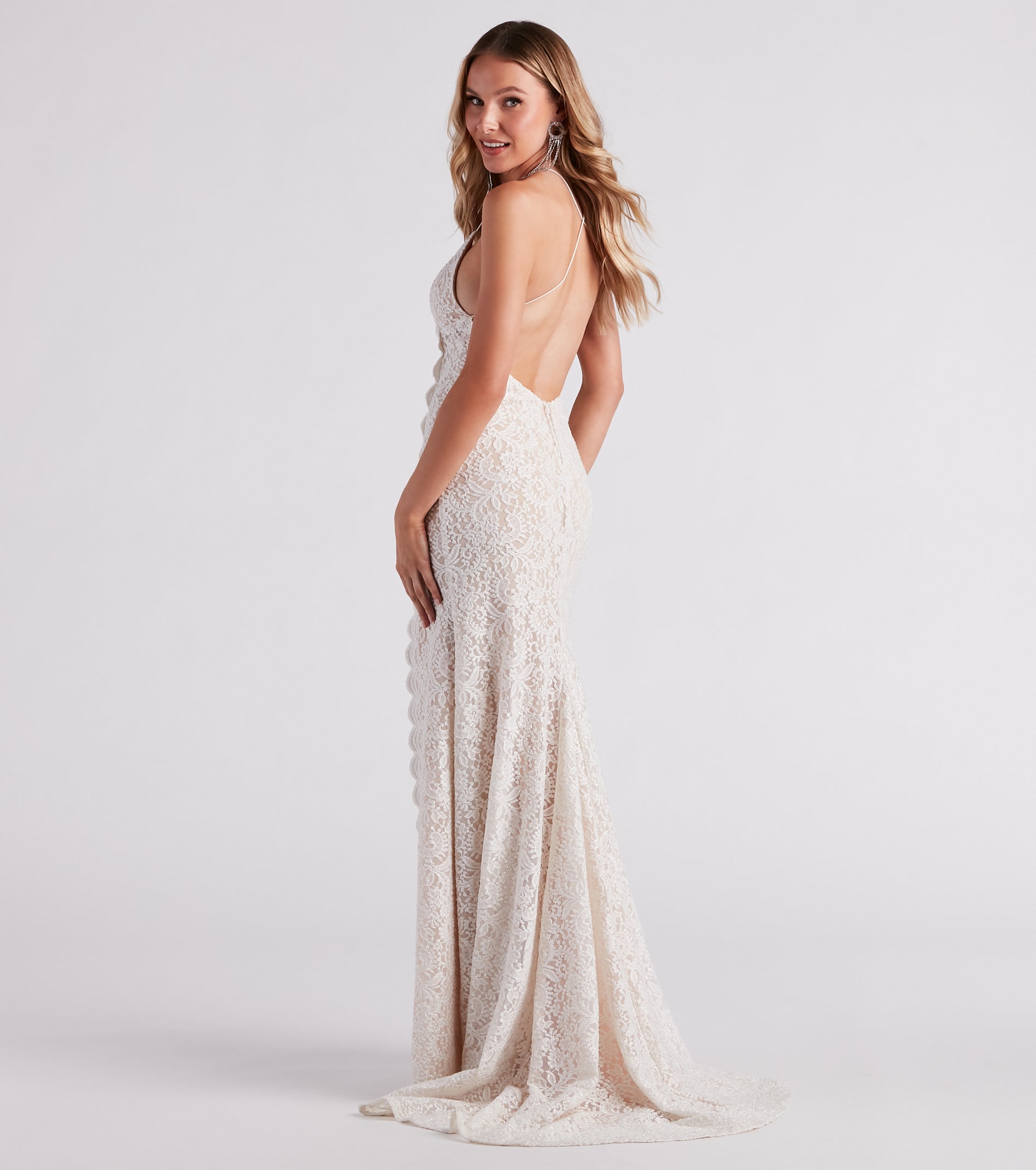 Cora Lace V-Neck Mermaid Ball Gown