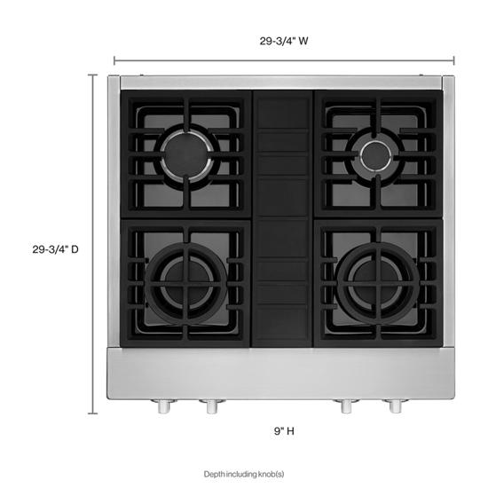 KitchenAid KCGC500JSS 303939 4Burner CommercialStyle Gas Rangetop in S