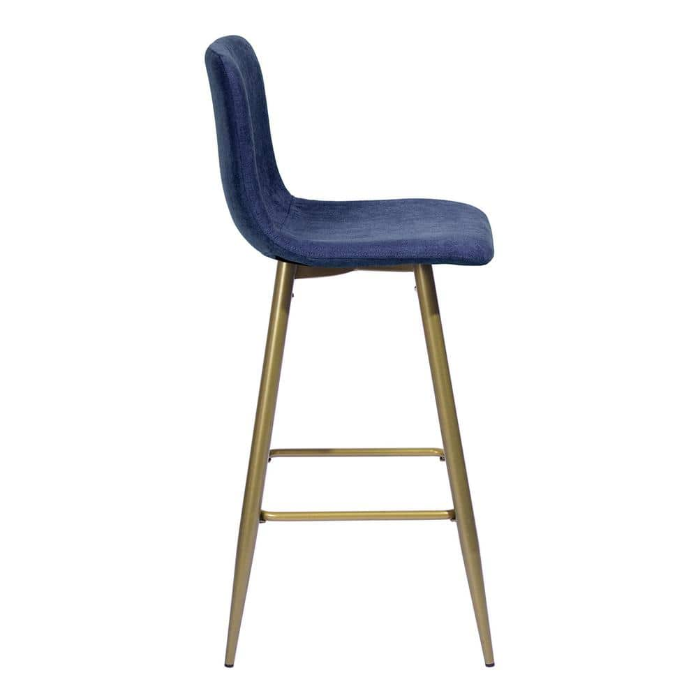 Homy Casa Scargill 26 in. Blue Upholstered Metal Frame Counter Stool with Fabric Seat(Set of 2) SCARGILL COUNTER BAR DARK BLUE