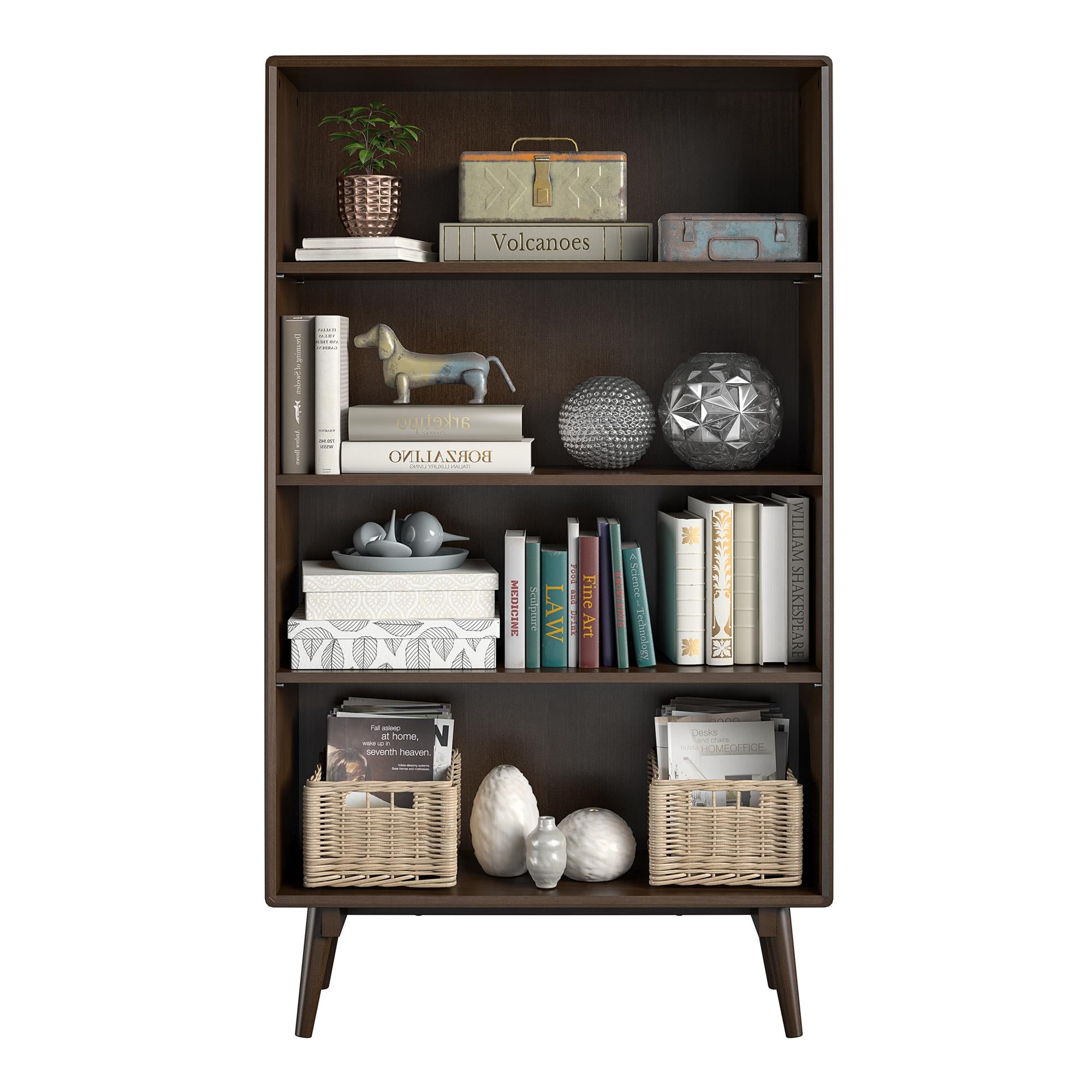 Novogratz Brittany 4 Shelf Bookcase, Walnut