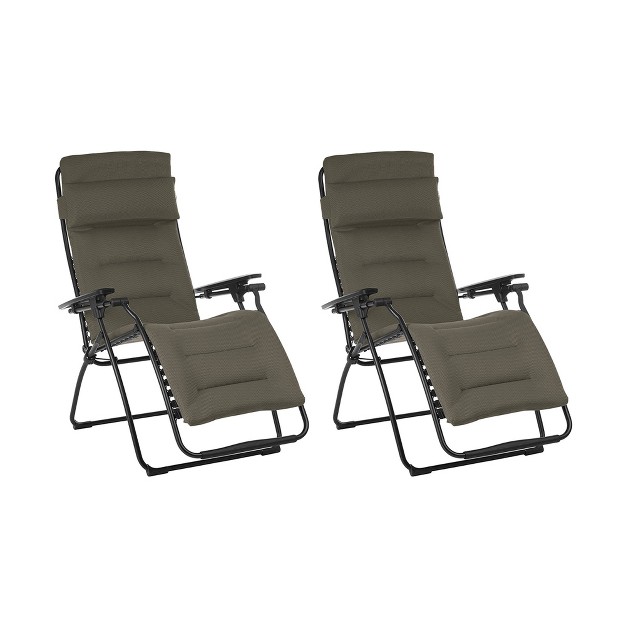 Lafuma Futura Air Comfort Zero Gravity Outdoor Recliner Chair Taupe 2 Pack