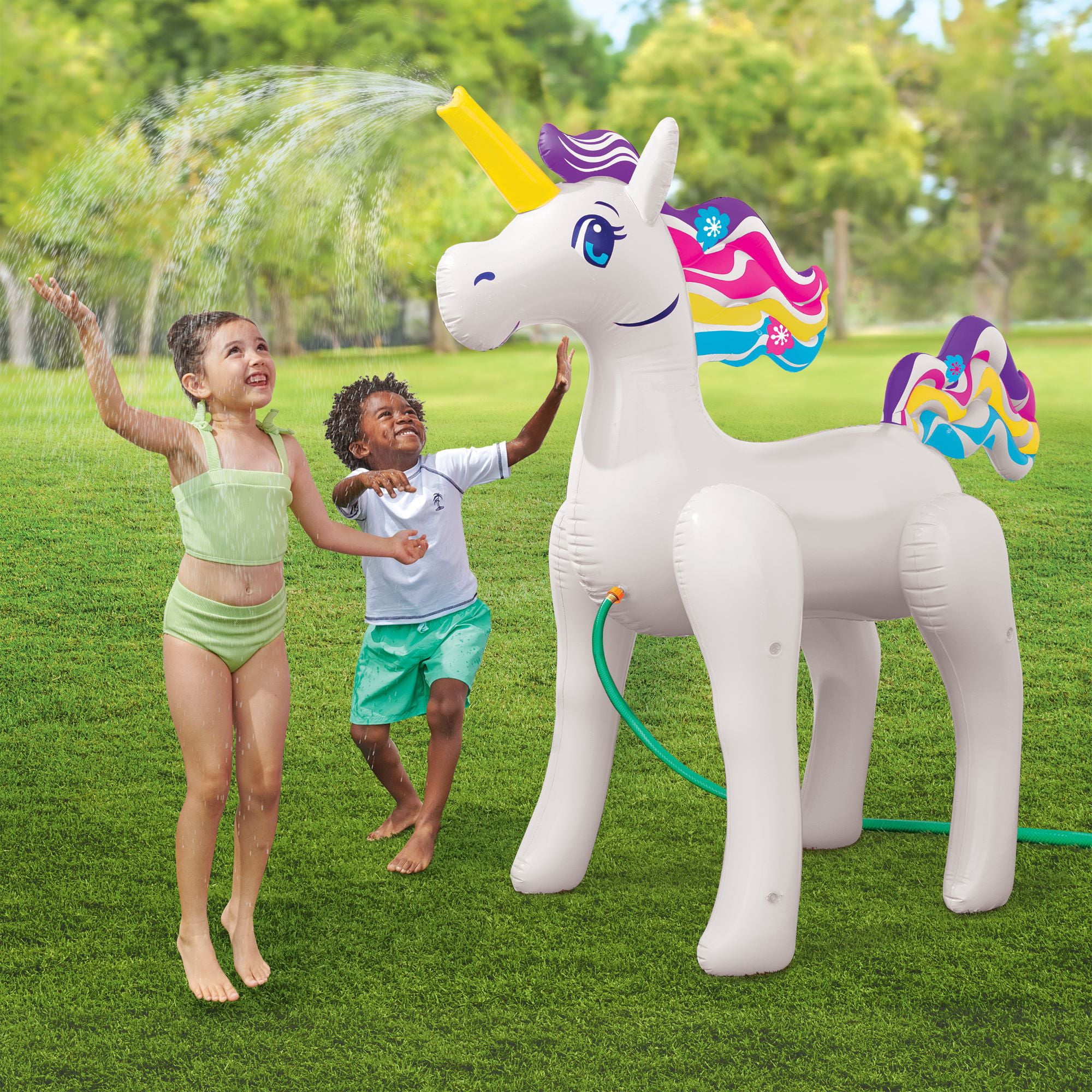 Play Day Large Unicorn Character Inflatable Sprinkler Pool Game， Ages 3 and up， Unisex