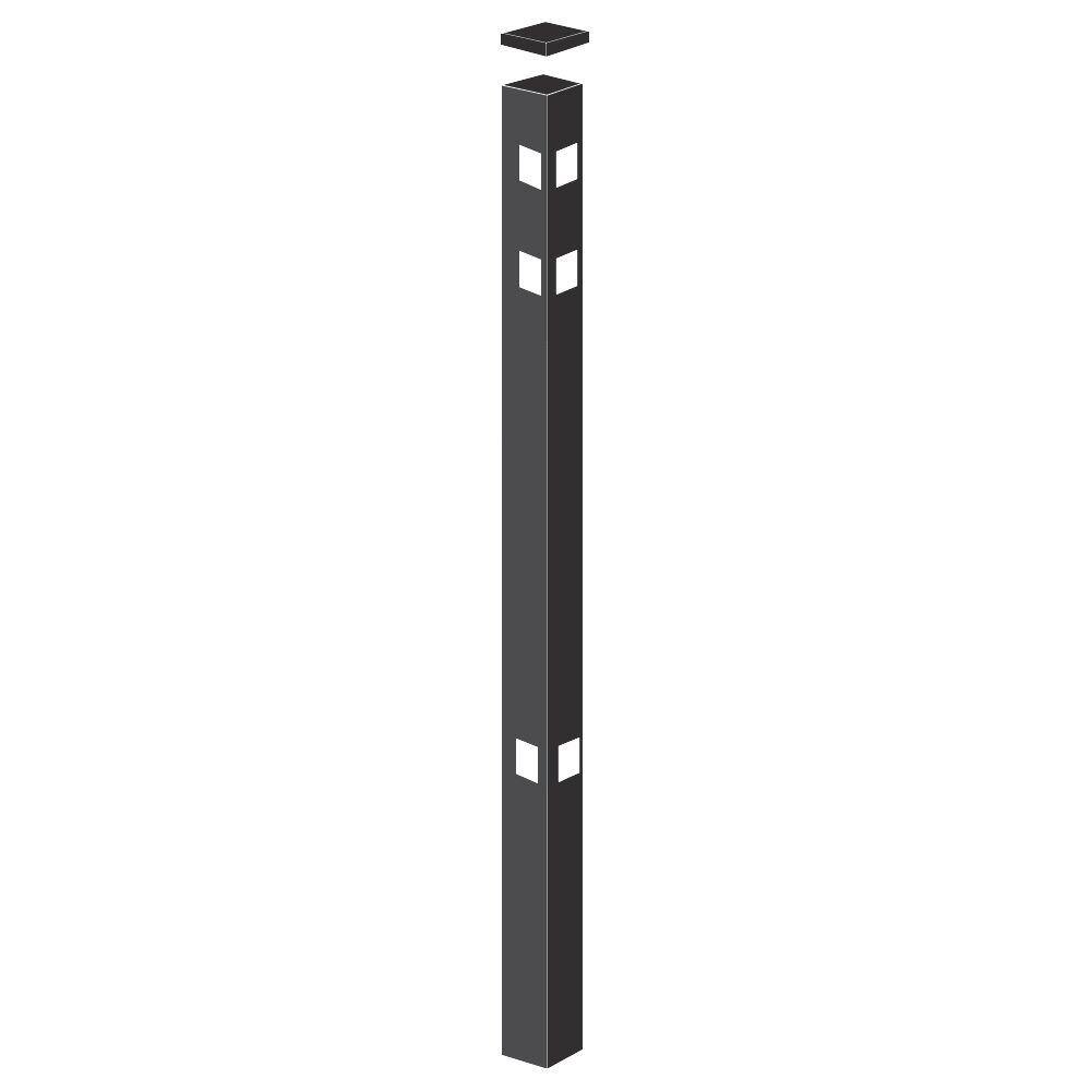 Barrette Outdoor Living Natural Reflections Heavy-Duty 2-12 in. x 2-12 in. x 6-78 ft. Black Aluminum Fence Corner Post 73009245