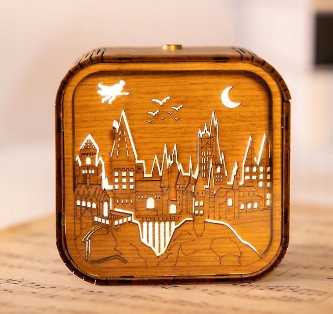 Hogwarts Vintage 3d Night Light Wooden Paper Carved Music Box