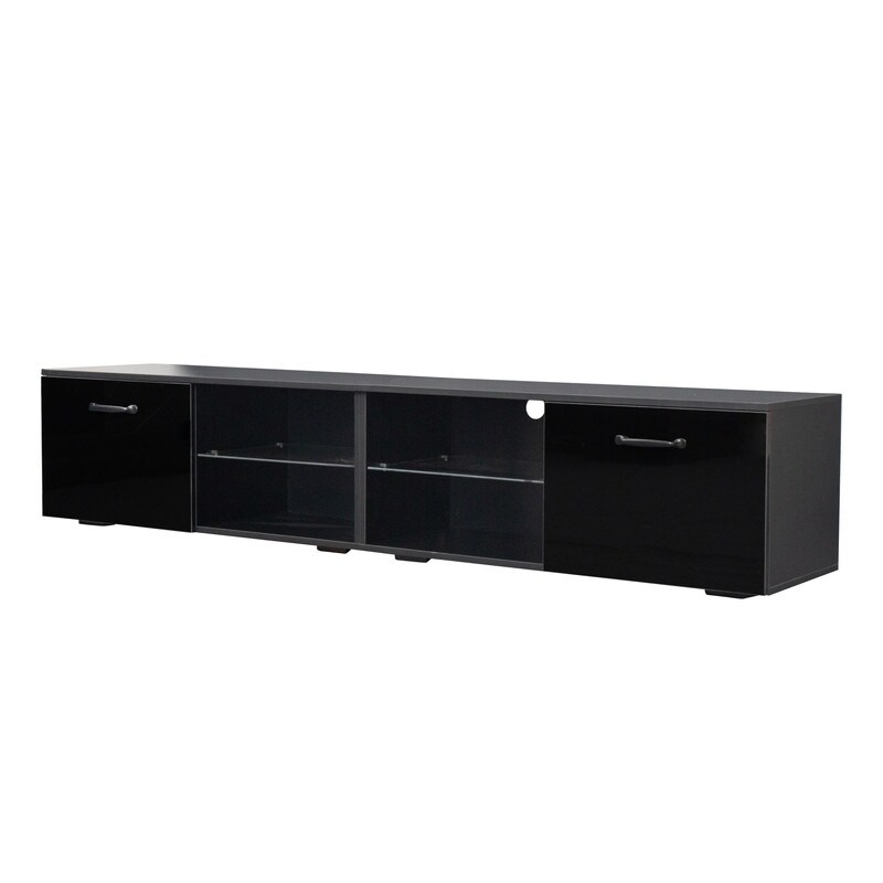 78''W 2 Parts Design Separable Floor TV Stand Detachable TV Cabinet up to 80 inch TV with Multi Storage ShelfandRGB LED Light