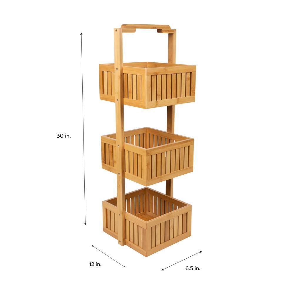 OIA Bamboo Deluxe 3 Tier Bathroom Caddy nh-29948W-1