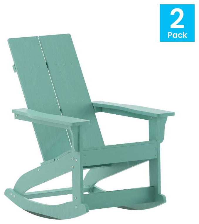 Finn Set of 2 Outdoor Rocking Adirondack Chair Rust Resistant Hardware   Contemporary   Outdoor Rocking Chairs   by Pot Racks Plus  Houzz
