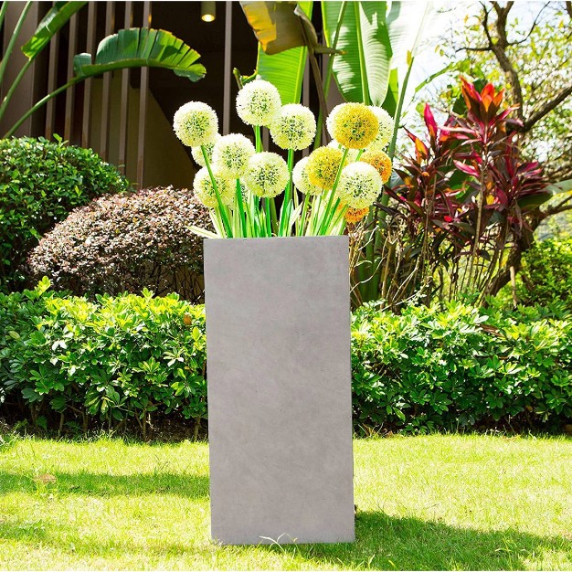 X 11 quot Square Kante Lightweight Modern Tall Outdoor Planter Weathered Concrete Gray