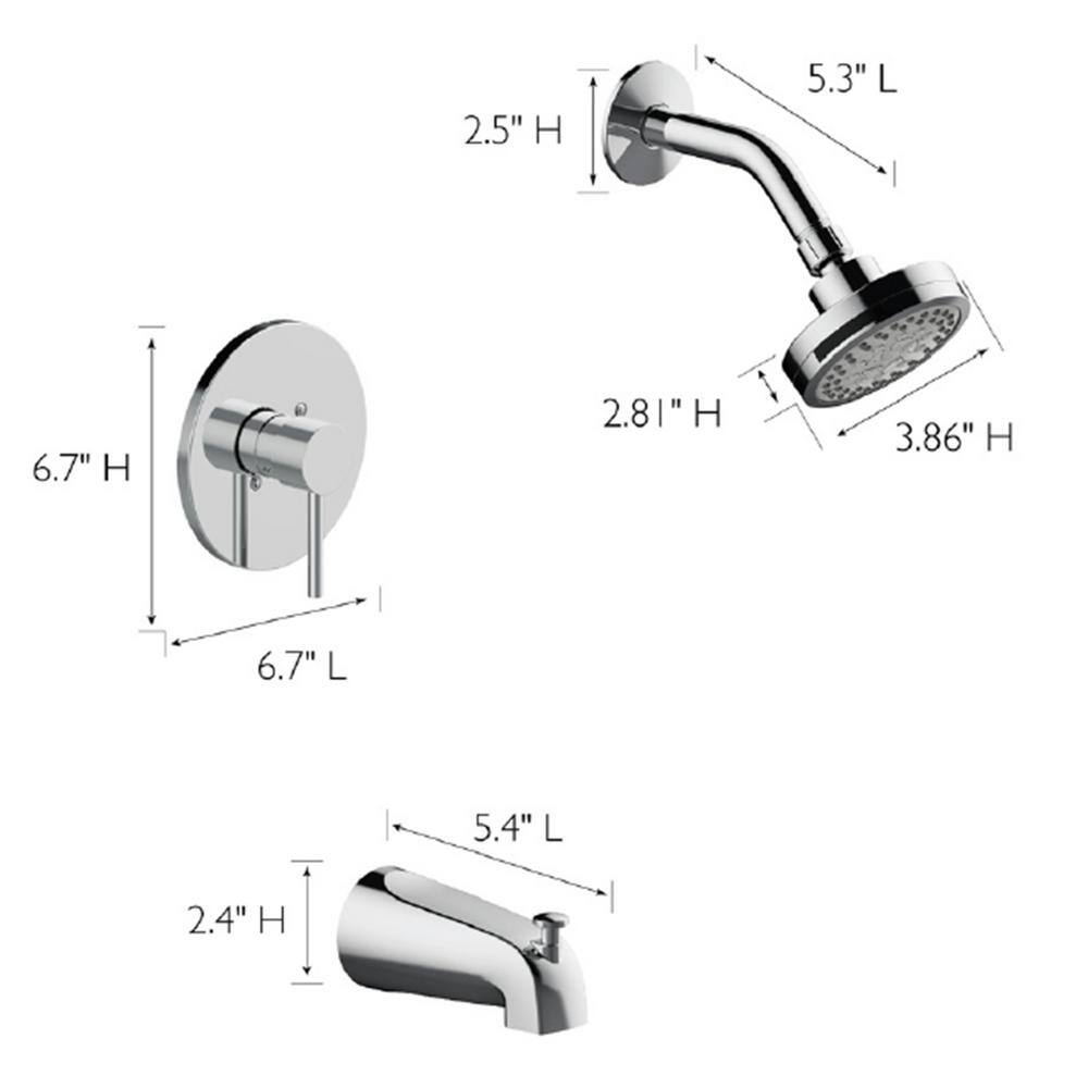 Design House Eastport II Single-Handle 5-Spray Settings Tub and Shower Faucet in Polished Chrome (Valve Included) 594051