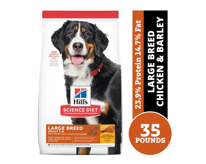 Hills Science Diet Adult Large Breed Chicken  Barley Recipe Dry Dog Food， 35 lb. Bag