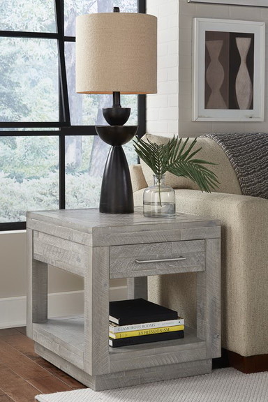Benzara BM187676 Acacia Wood End Table with One Op...