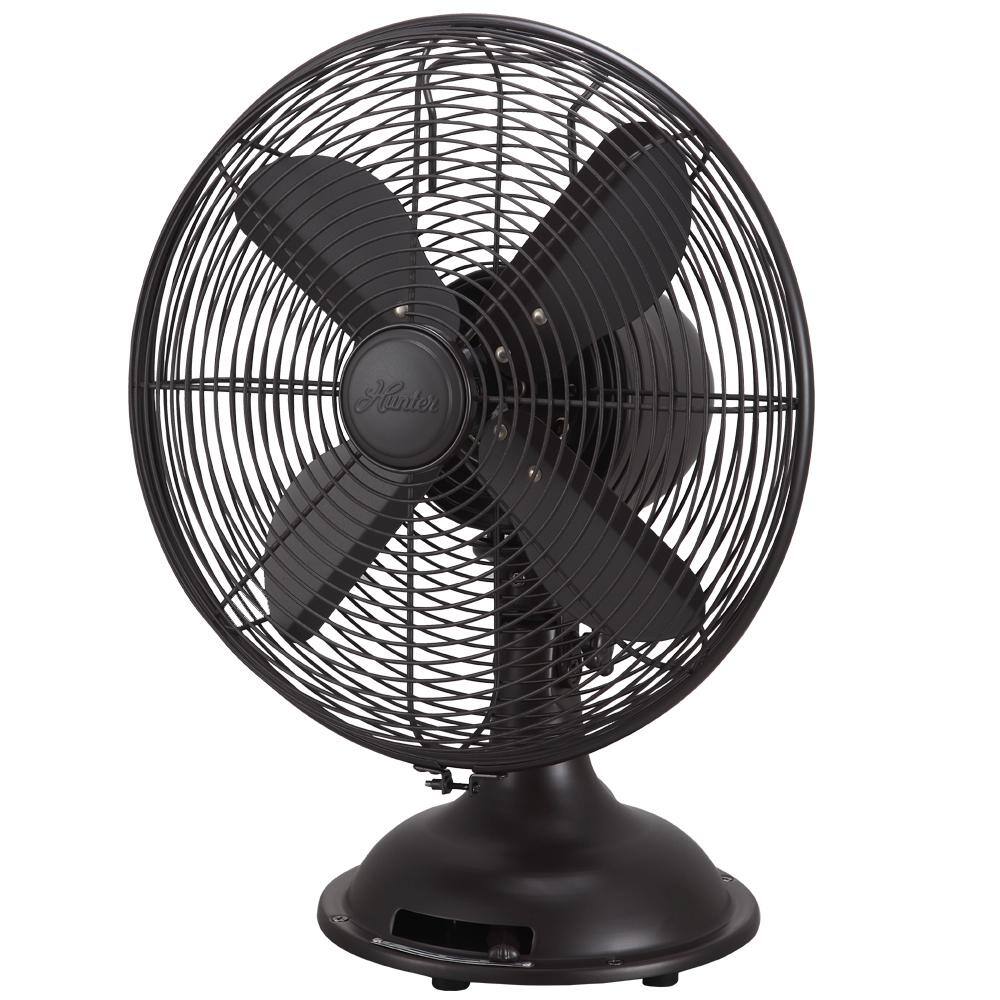 Hunter Retro 12 in. 3 Speed All-Metal Table Fan with Wide Oscillation in Oil-Rubbed Bronze 90406