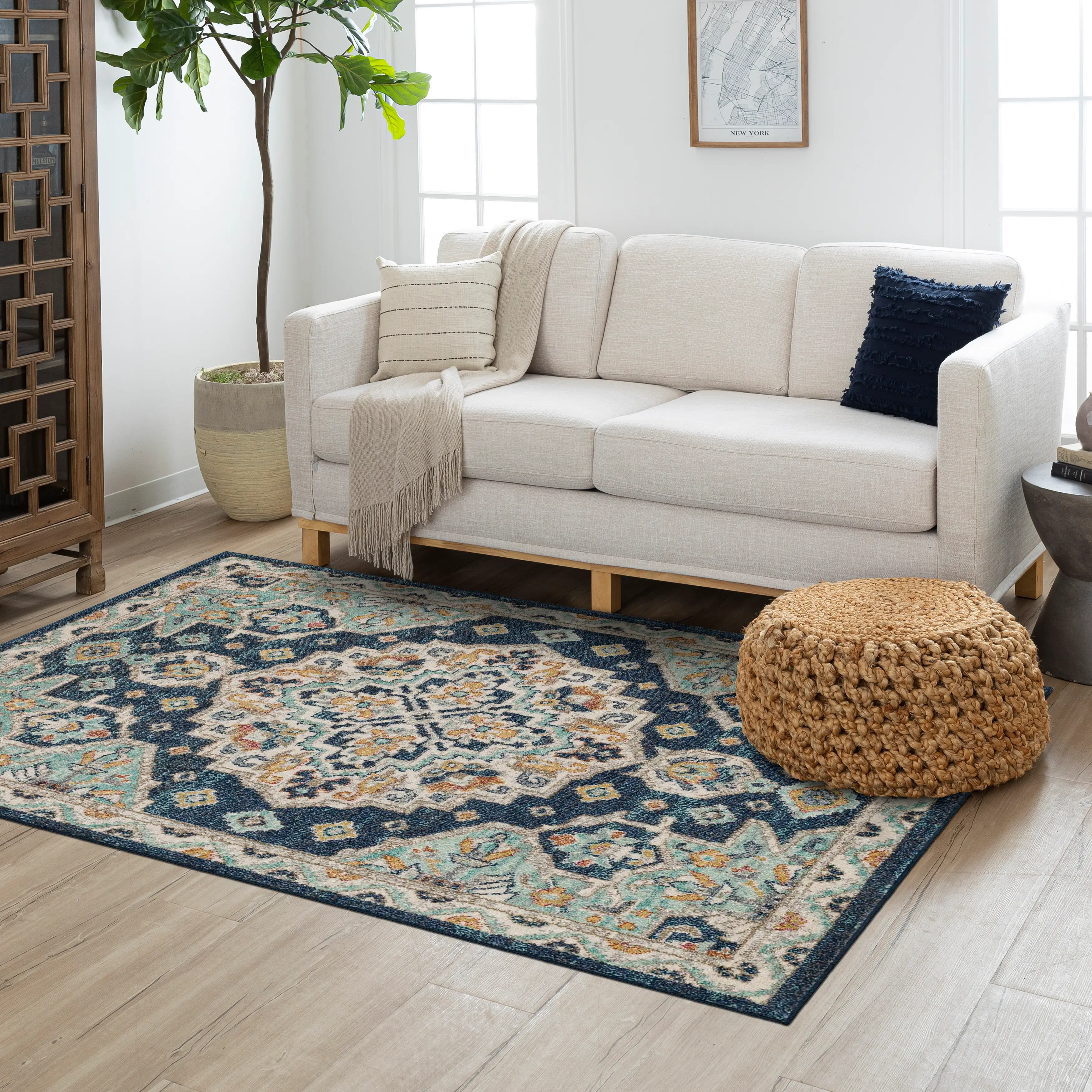 Whimsey 5 x 8 Jennings Ornamental Blue Area Rug