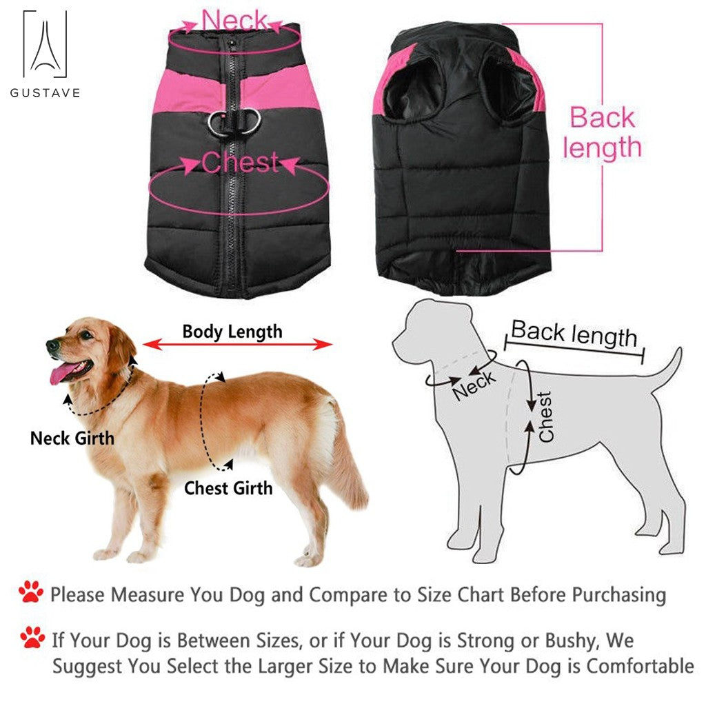 GustaveDesign Waterproof Warm Dog Clothes for Winter Pet Coat Protection Down Dog Vest For Large Dogs (66lb-110lb) 