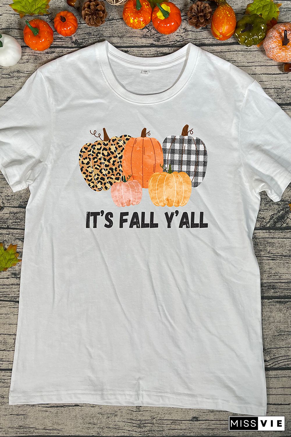 Fall Pumpkin Printed Graphic Tees for Women Wholesale Short Sleeve T shirts Top