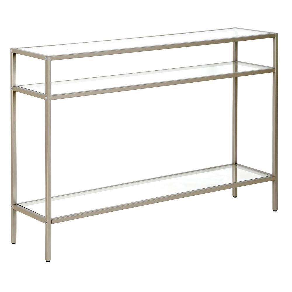 MeyerCross Siviline 42 in. Satin Nickel Rectangle Glass Console Table AT0576