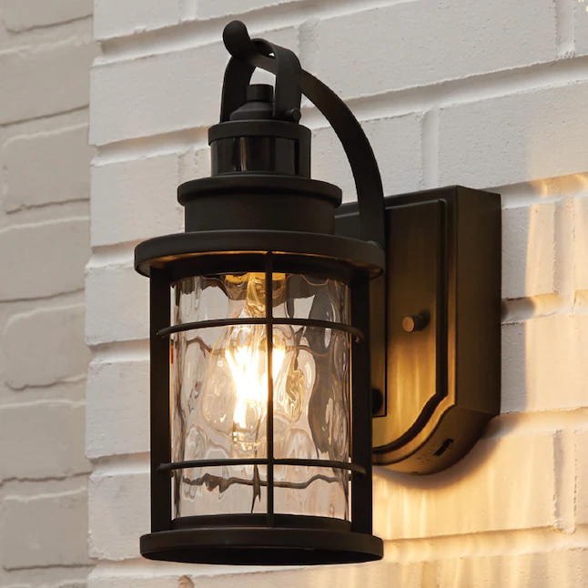 Allen + roth Berlin 1-Light 12.6-in Black Motion Sensor Outdoor Wall Light