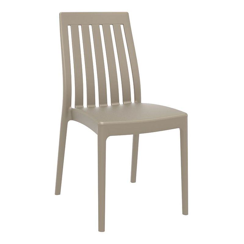 35 Taupe Brown High Back Stackable Outdoor Patio Dining Chair