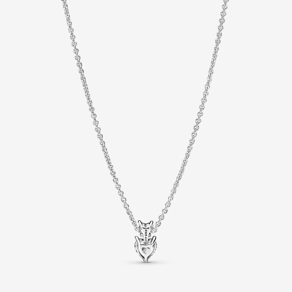 PANDORA  Double Heart Pendant Sparkling Collier Necklace