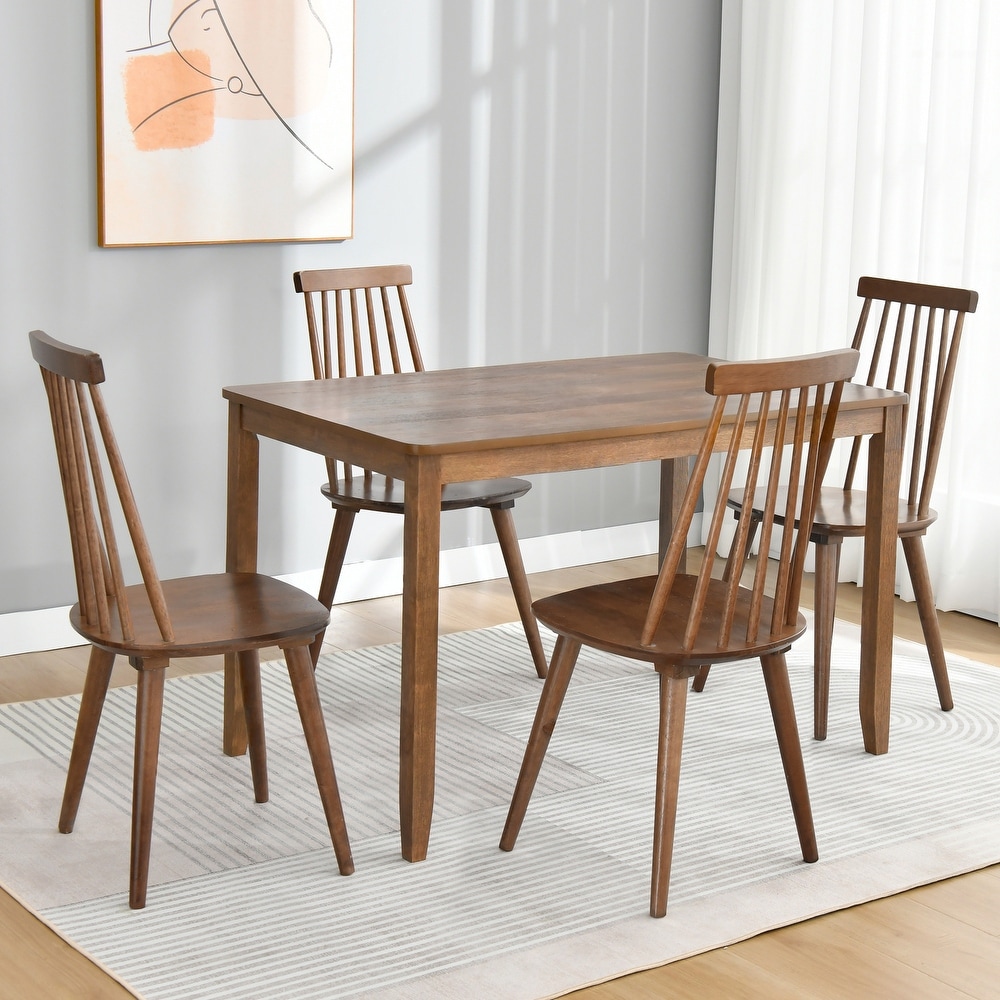 Set of Slat Back Wood Dining Room Kitchen Room Windsor Chairs