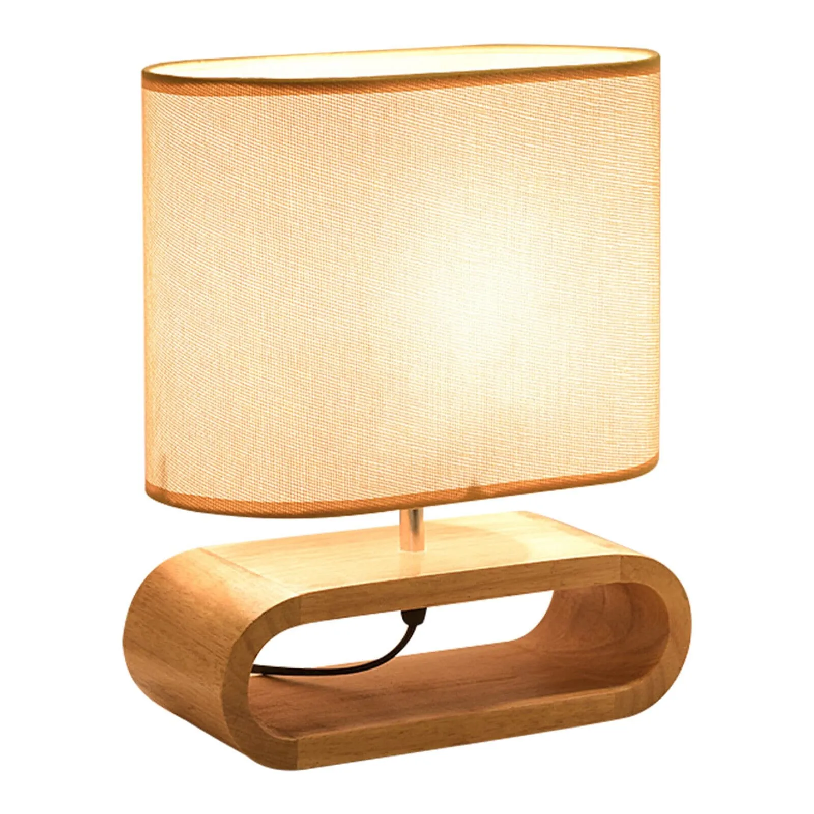 Bedside Wooden Accent Table Lamp with Linen Shade - 9.84x11.81